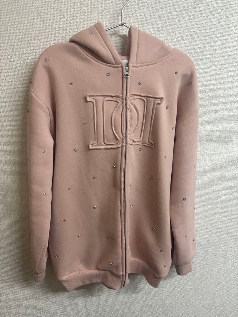 ダーリッチ ddロゴビジュージップパーカー ピンク