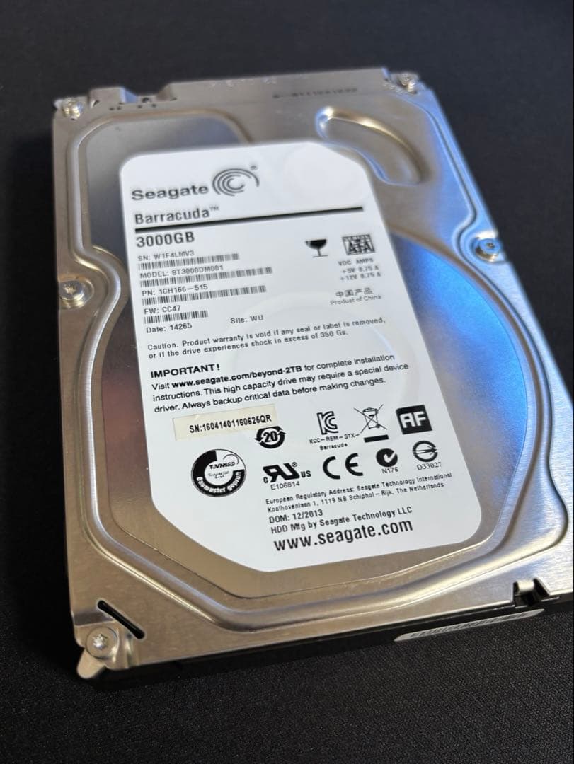 SEAGATE ST3000DM001 1CH166 HDD3.5インチ 3TB