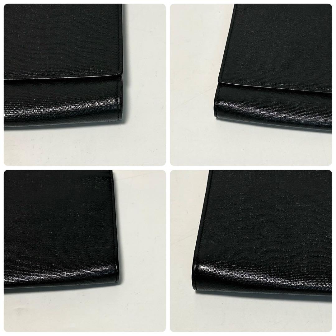 r06【極美品】イヴサンローラン Yライン　レザー　ブラック　クラッチバッグ