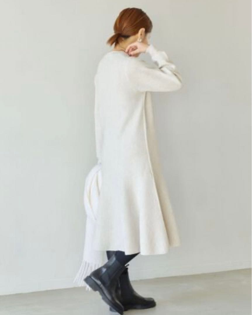 ミラノリブ　フレア　ニット　ワンピース　イエナ　IENA 白