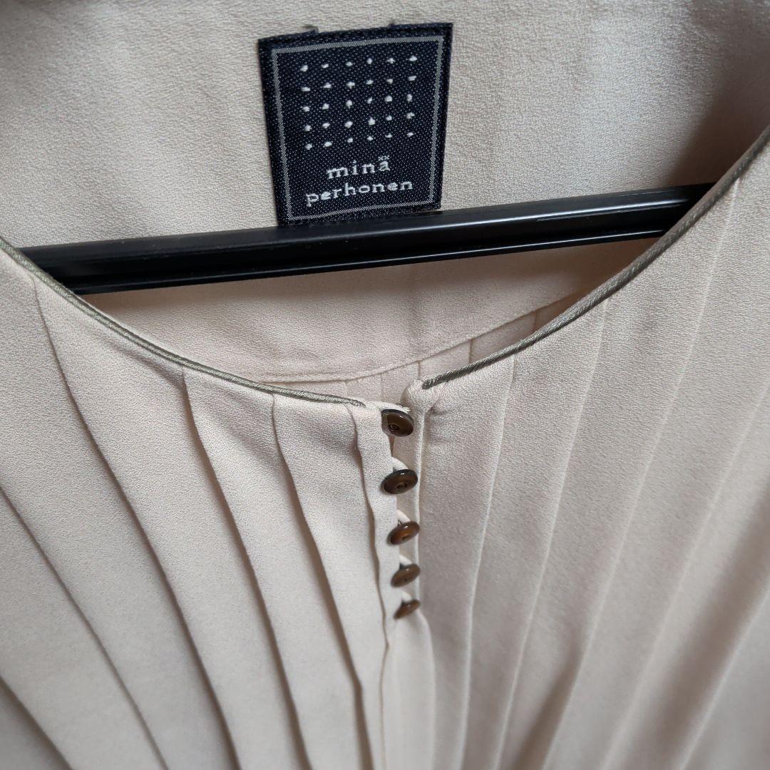 ミナペルホネン symphony ワンピースドレス　ライトベージュ　サイズ36