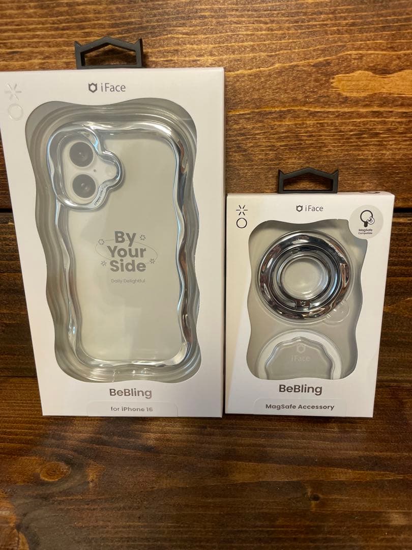 新品iPhone 16シルバー、リングセットiface BeBling