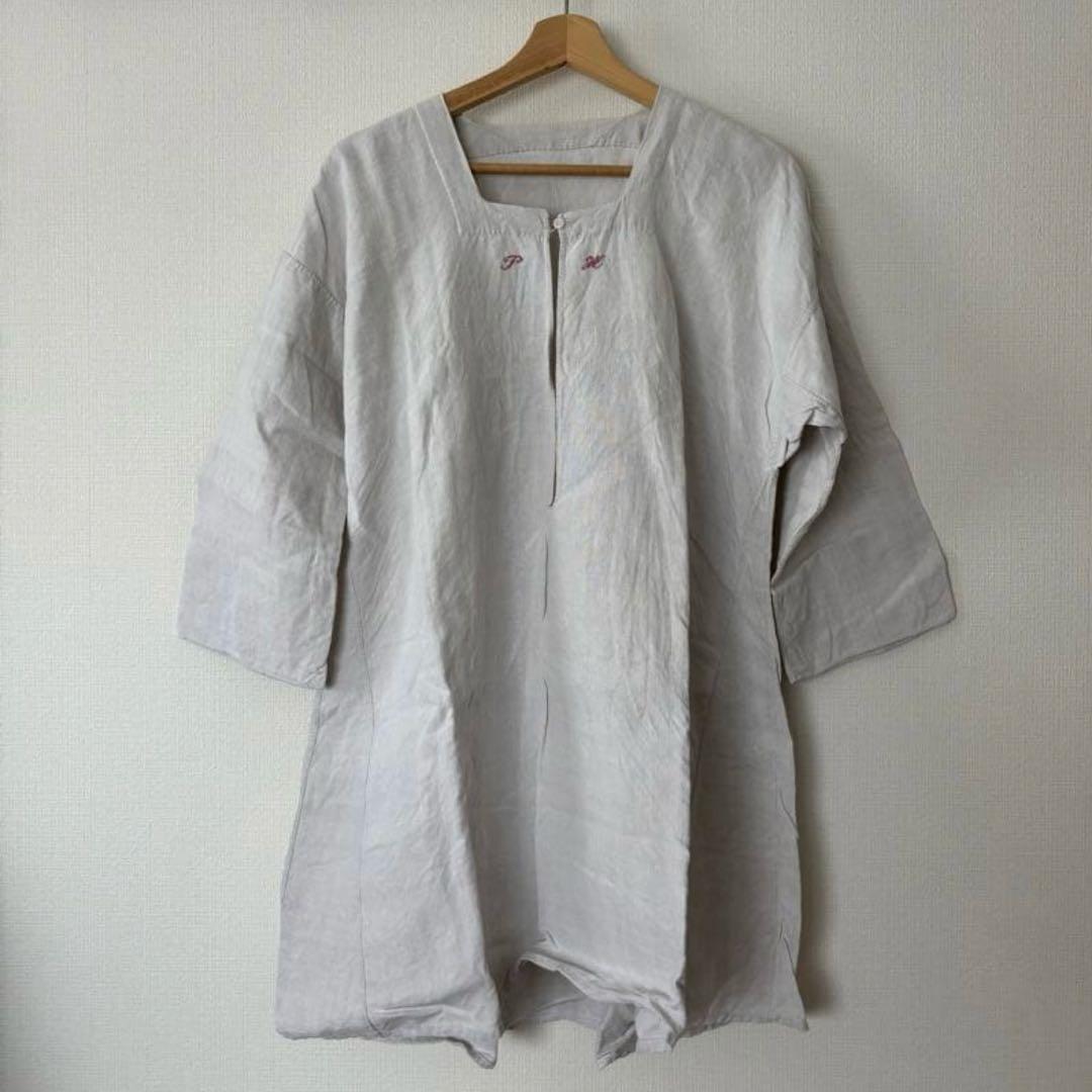 フランス　アンティーク　レース　ワンピース　フレンチリネン　刺繍　ブラウス