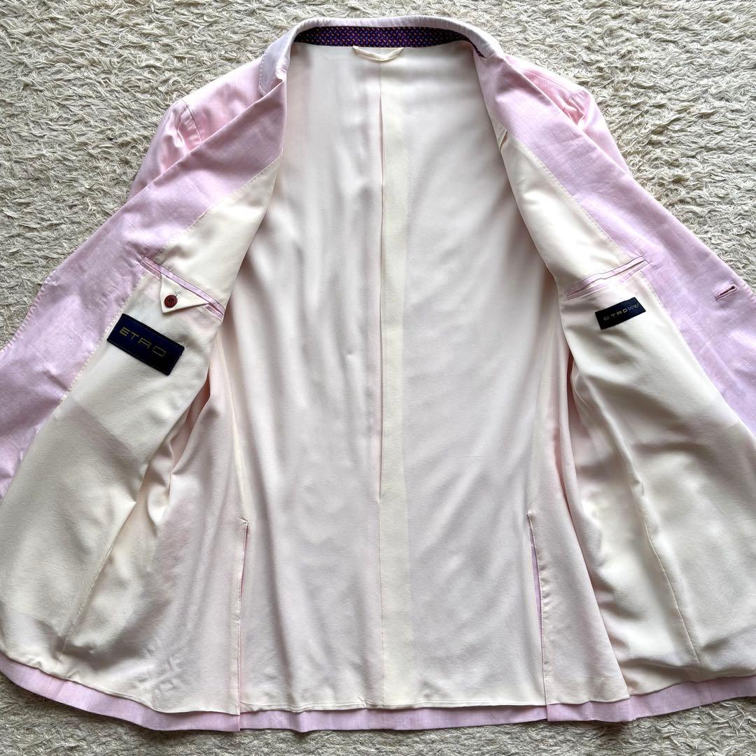 【裏地シルク100%】エトロ ETRO テーラードジャケット 2B ピンク 50