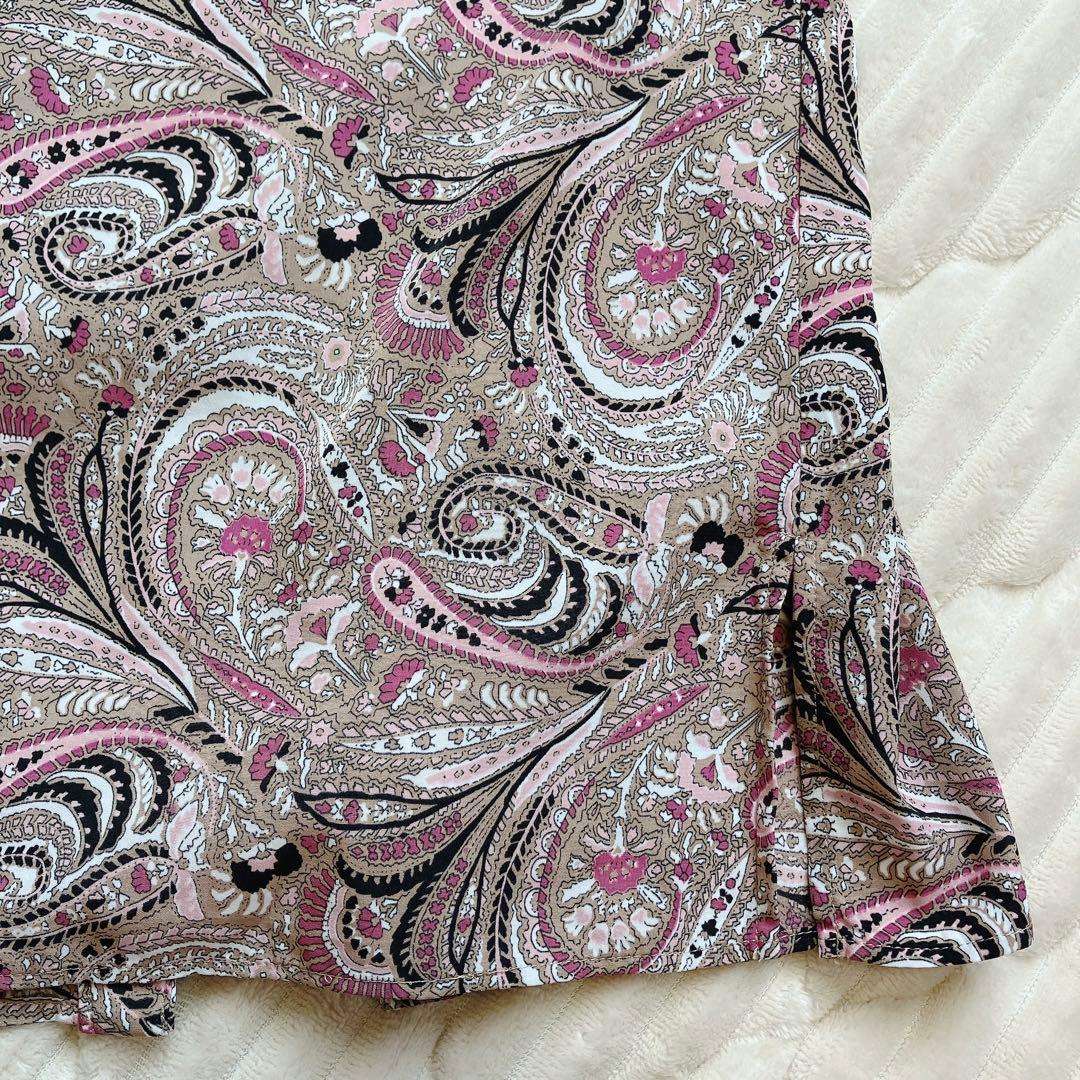 SOEJU ペイズリー柄ワンピースF 長袖 ロング ピンク 美品　日本製