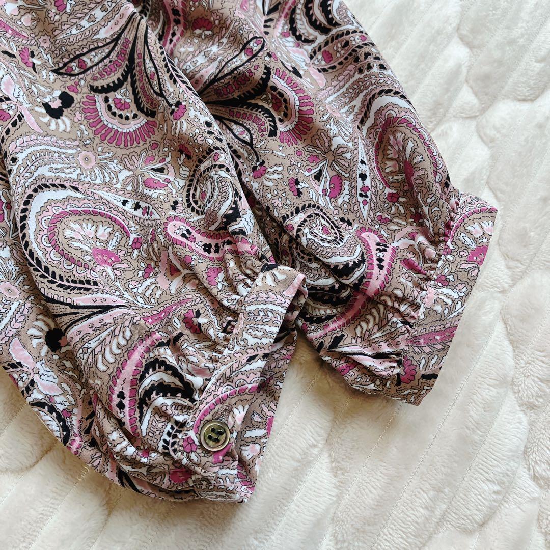 SOEJU ペイズリー柄ワンピースF 長袖 ロング ピンク 美品　日本製