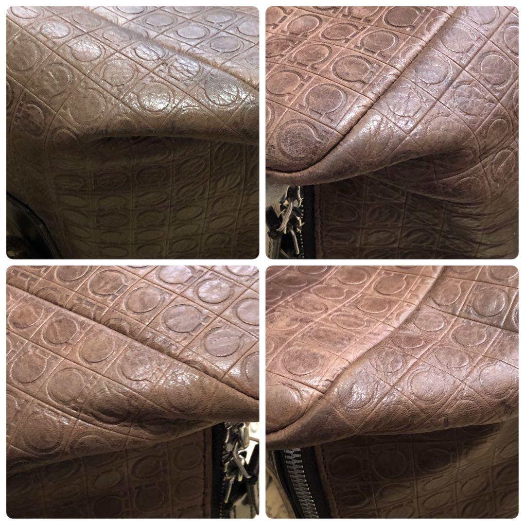 フェラガモ トート ビジネスバッグ ガンチーニ 革 茶ブリーフケース FQ224