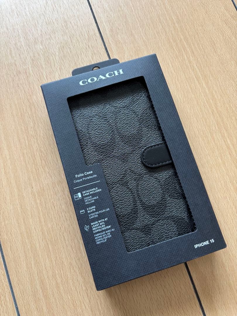 COACH iPhone15 手帳型ケース ブラック 新品 定価23100円