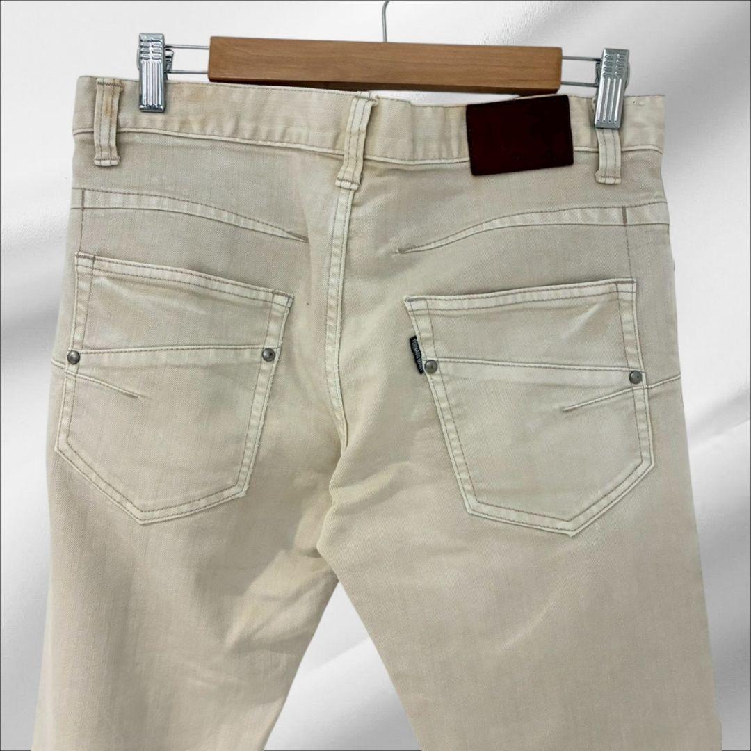 『トルネードマート』チノパン デニム ジーンズ【L】アイボリー ダメージ