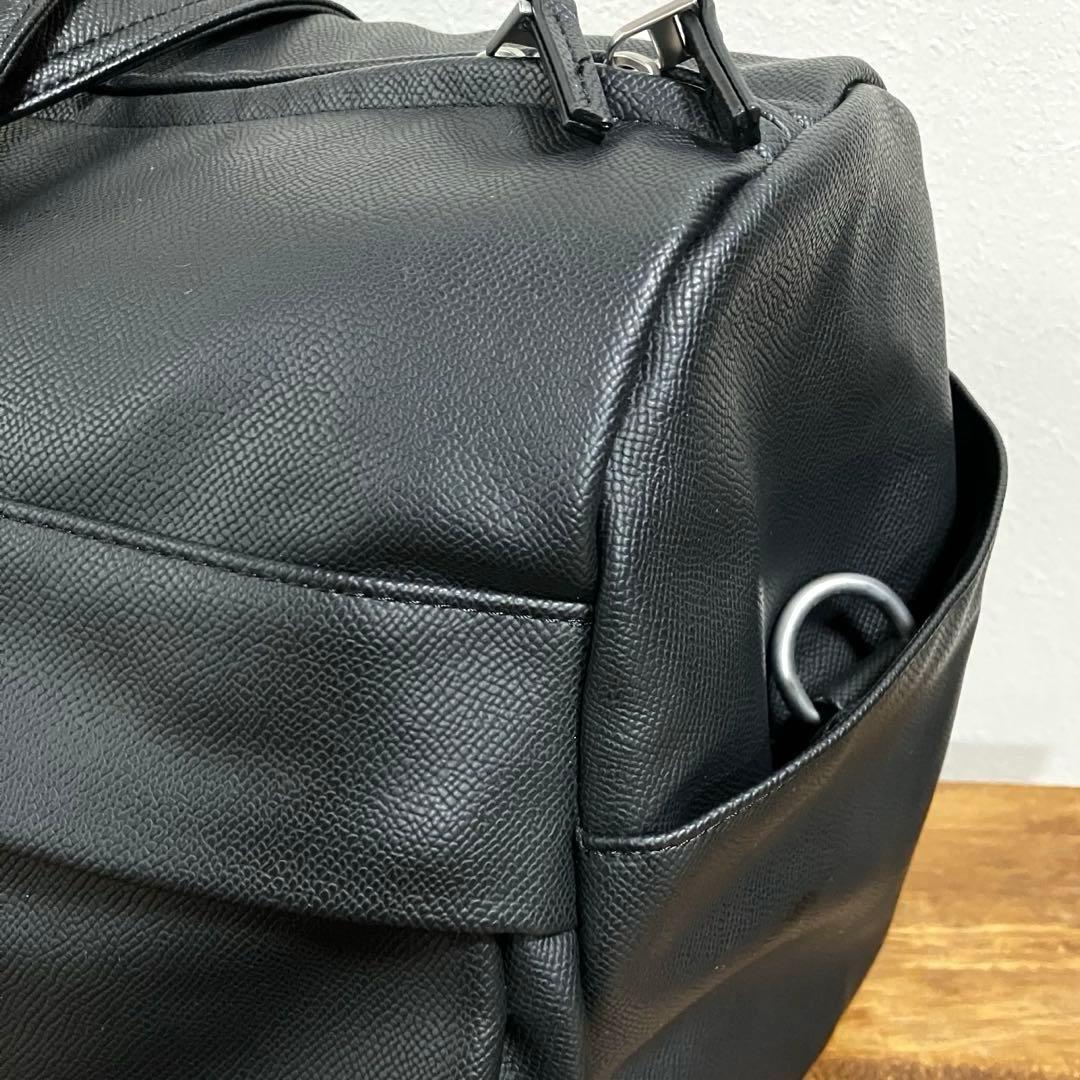 【ZARA】ザラ2way仕様 ボストンバッグ 大容量 合成皮革 ブラック 旅行用