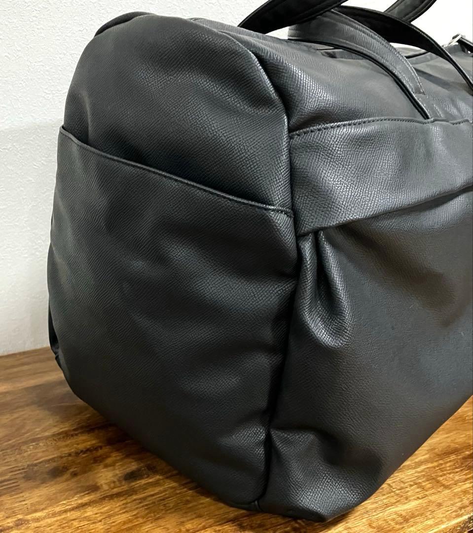 【ZARA】ザラ2way仕様 ボストンバッグ 大容量 合成皮革 ブラック 旅行用