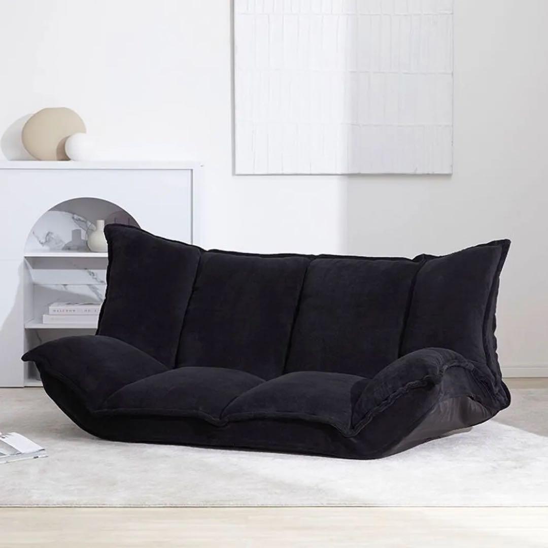 LOWYA 2人掛け 肉厚フロアソファ リクライニング