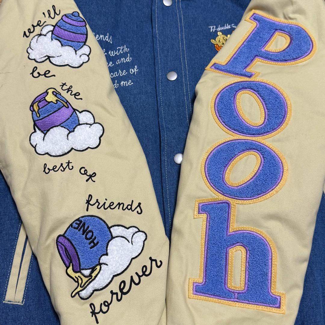 【新品・タグ付き】香港Disney プーさん 刺繍 スタジャン アームロゴ L