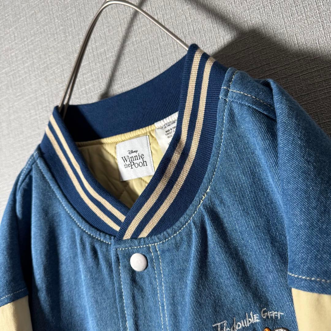 【新品・タグ付き】香港Disney プーさん 刺繍 スタジャン アームロゴ L