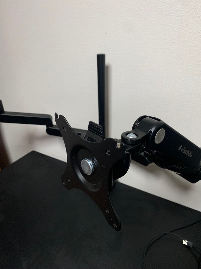 Bauhutteロングモニターアーム GSデュアルBMA-2GSUSBポート付き