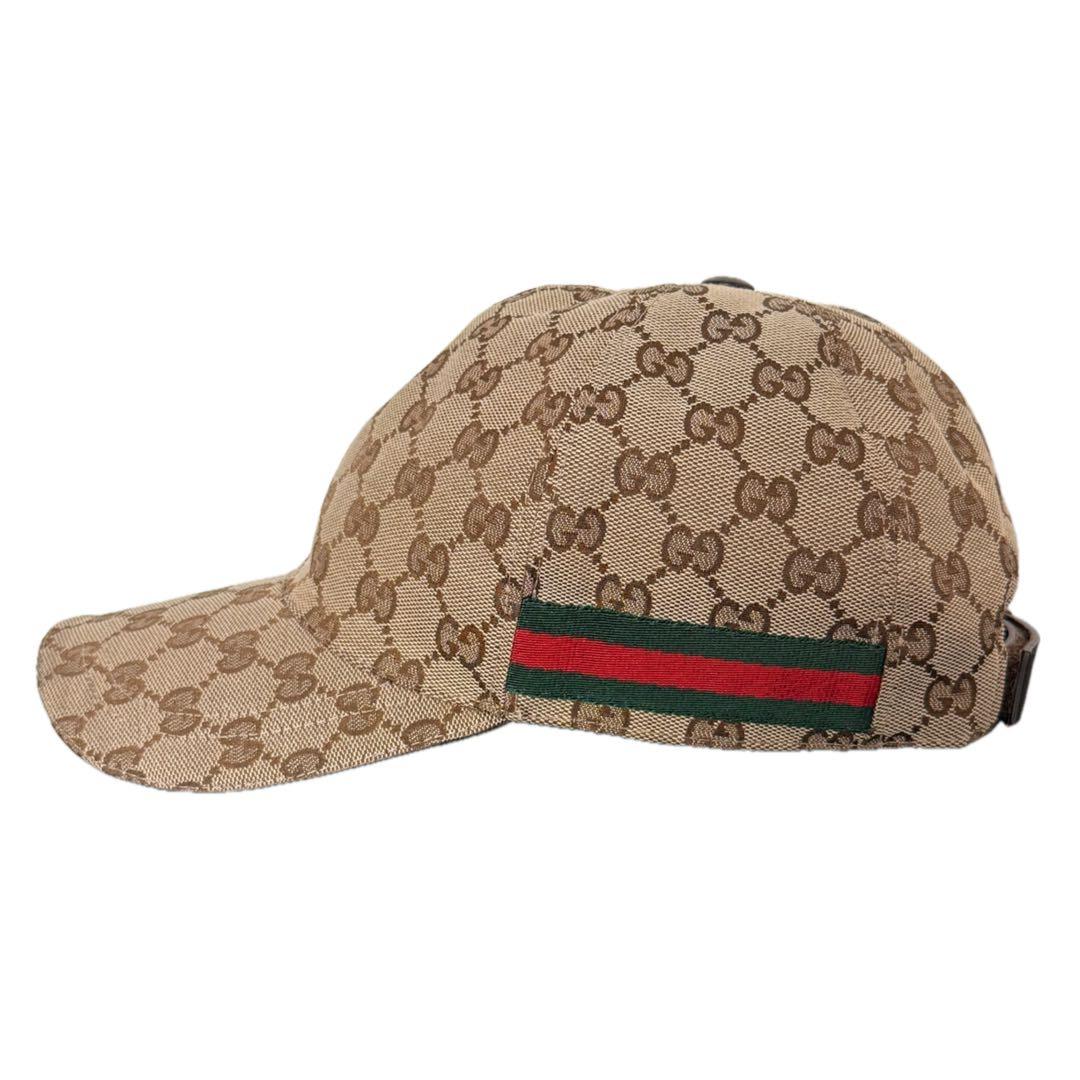 GUCCI ウェブ ストライプ付き GGキャンバス ベースボールキャップ M