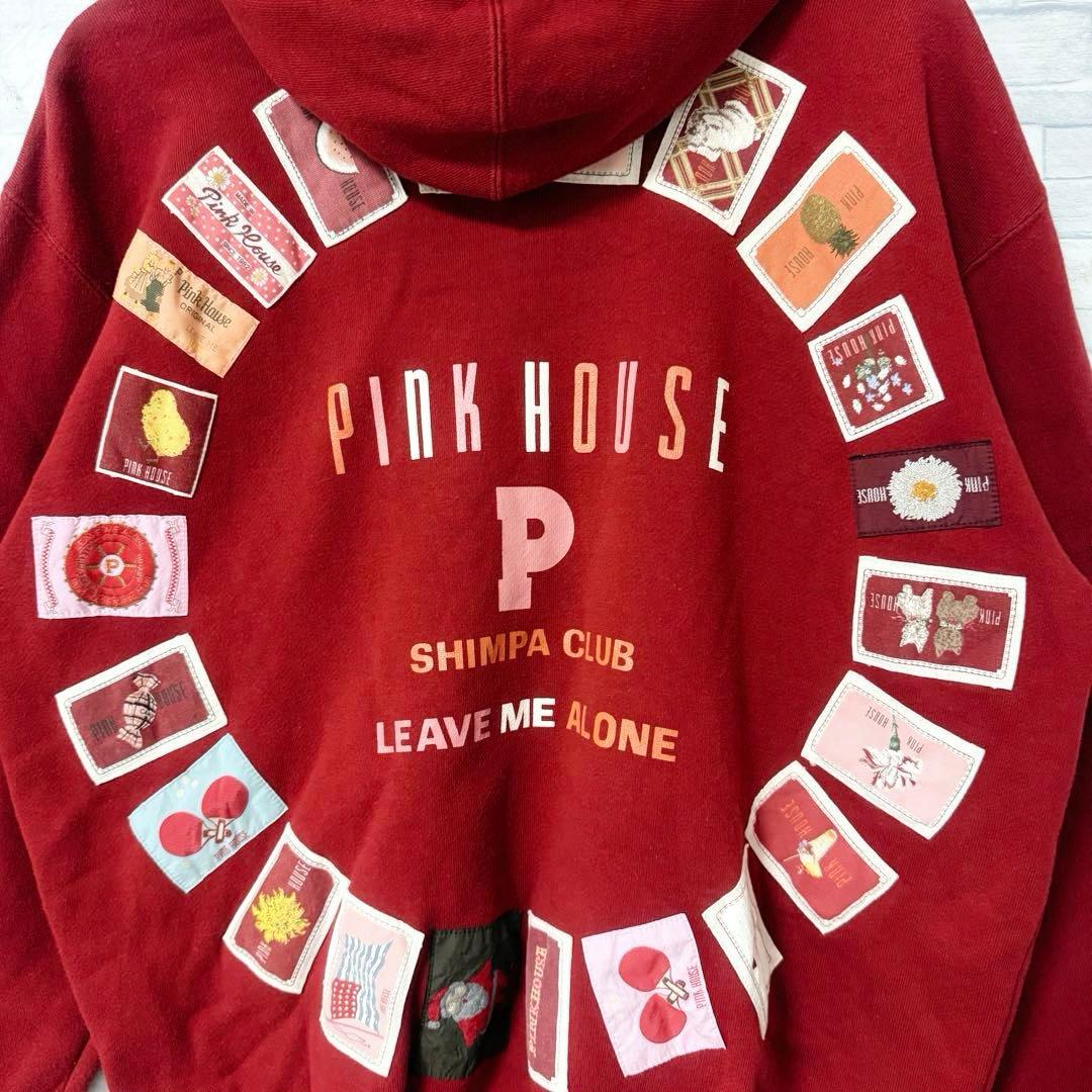 ピンクハウス フルジップ パーカー ワッペン ビッグロゴ レッド L