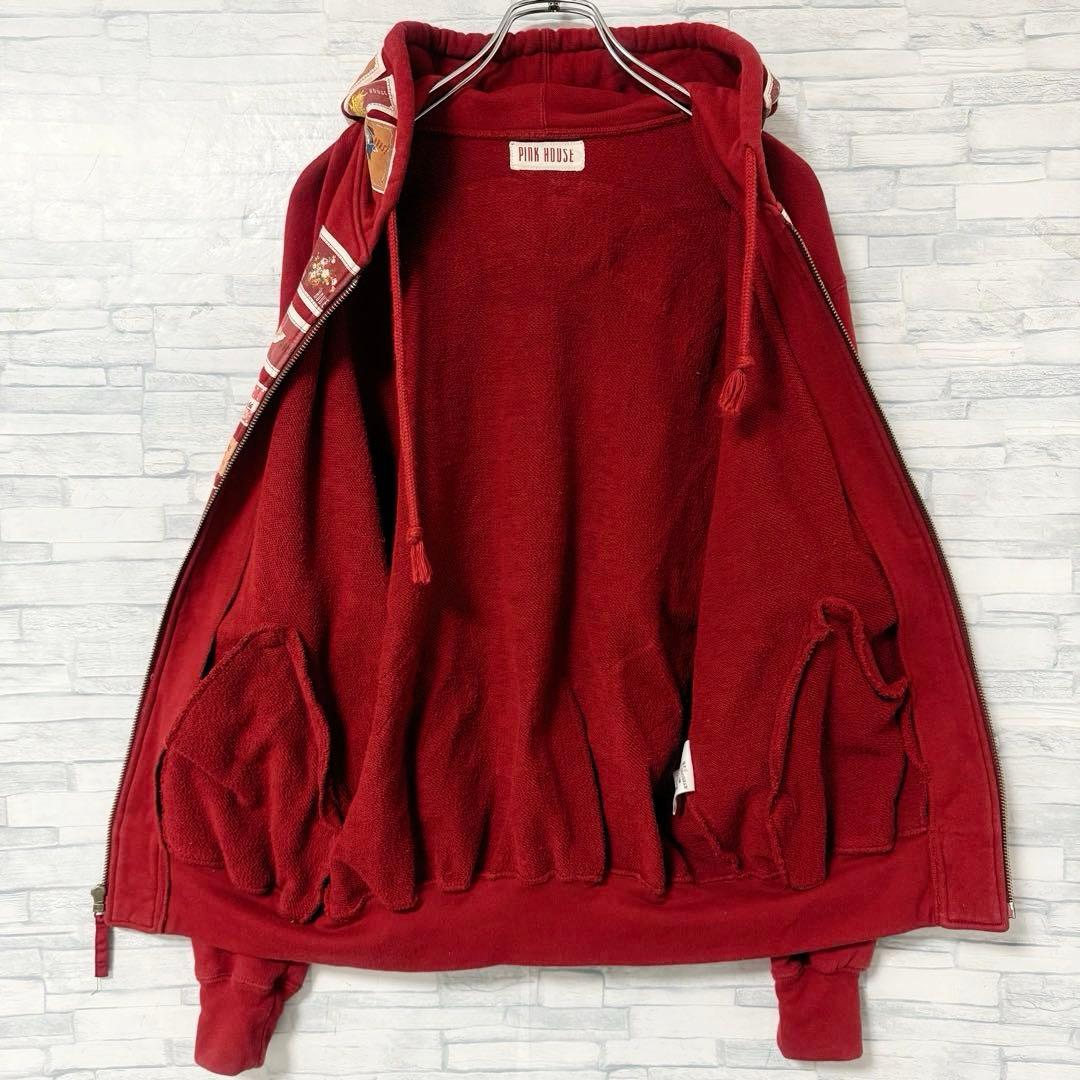 ピンクハウス フルジップ パーカー ワッペン ビッグロゴ レッド L