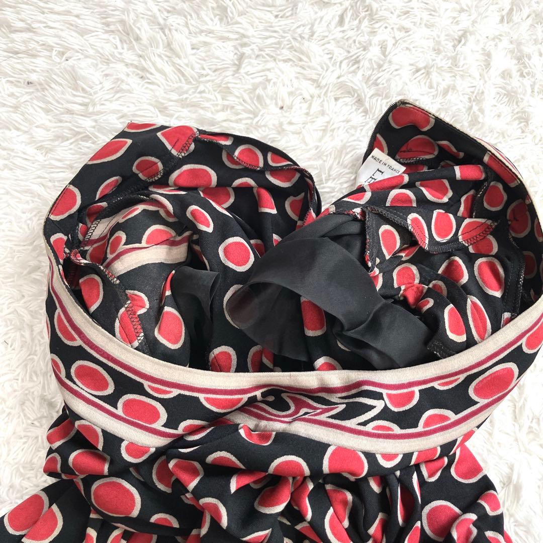 g*i様 シルク100%✨レオナール ワンピース ロング ドット 水玉 ベルト