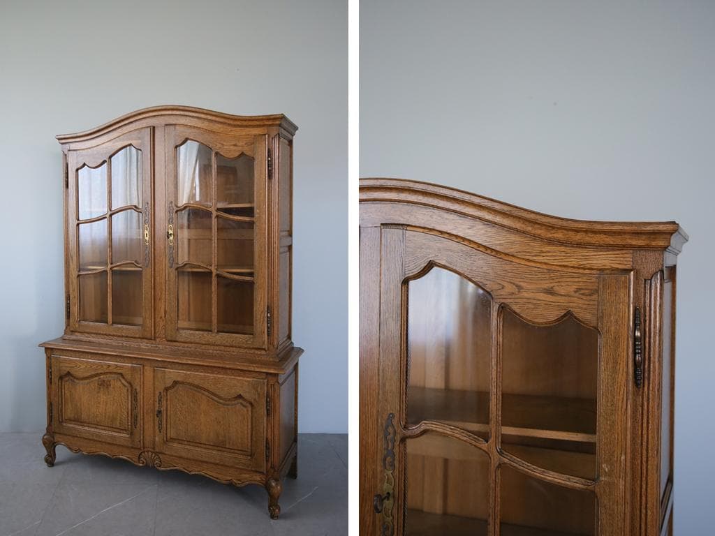 フランスアンティークルイ15世様式キャビネット/本棚/食器棚/飾り棚(90-97