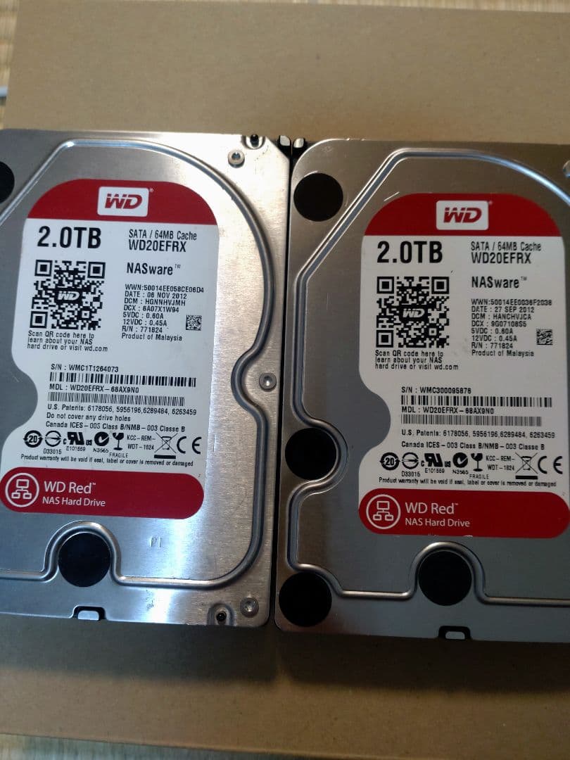 WD Red 2.0TB WD20EFRX 内蔵型ハードディスクドライブ 2個