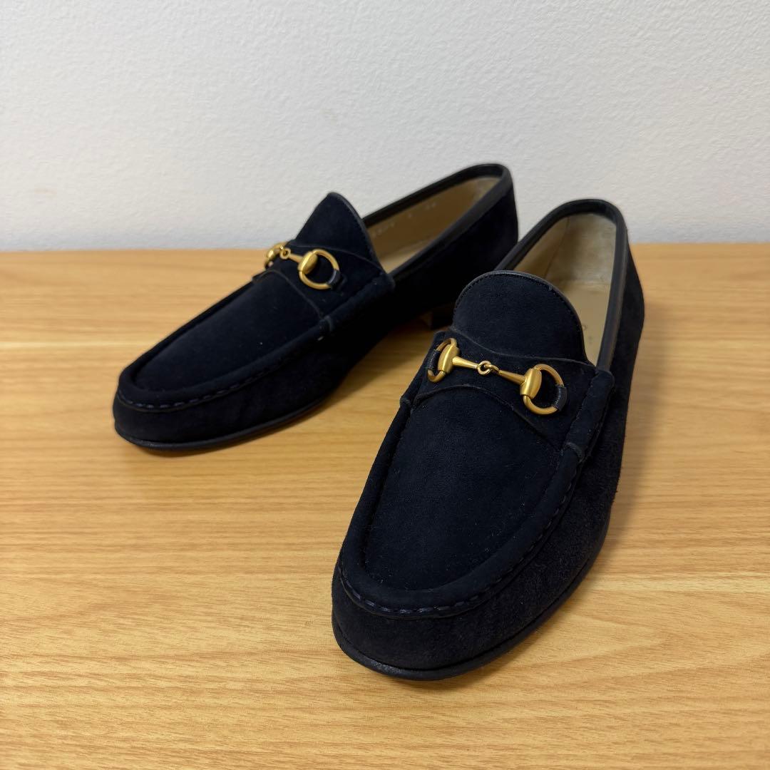 グッチ　ホースビット　ローファー　スエード　ネイビー　8サイズ