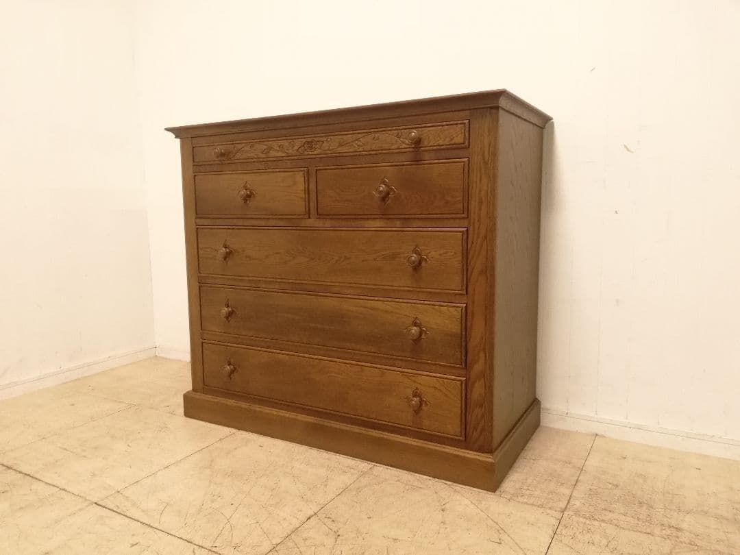 モデルルーム展示品 北海道家具 EZO グレース 高級楢材箪笥 手彫り