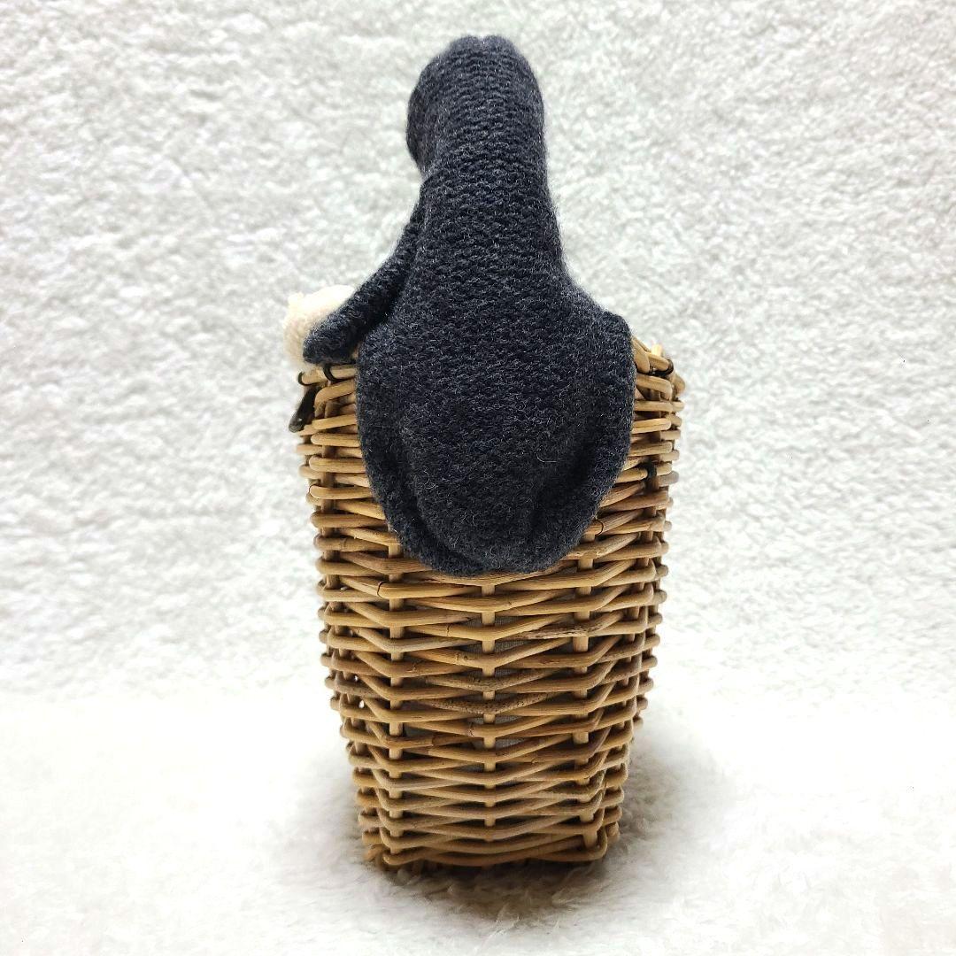 【希少】　エバゴス　かごバッグ　紅藤　鏡付き　天然素材　被せハンドル　装飾