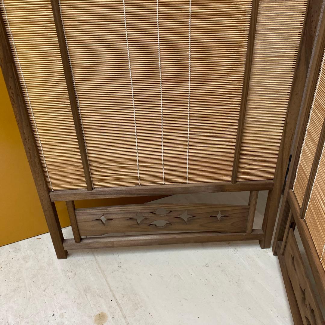 ☆昭和レトロ　和風衝立　間仕切り 簾屏風4連☆