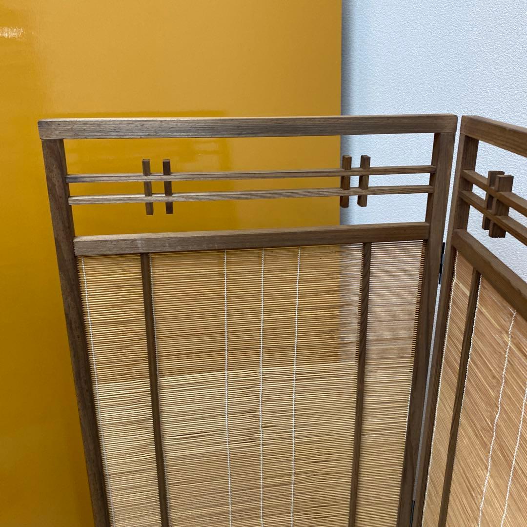 ☆昭和レトロ　和風衝立　間仕切り 簾屏風4連☆