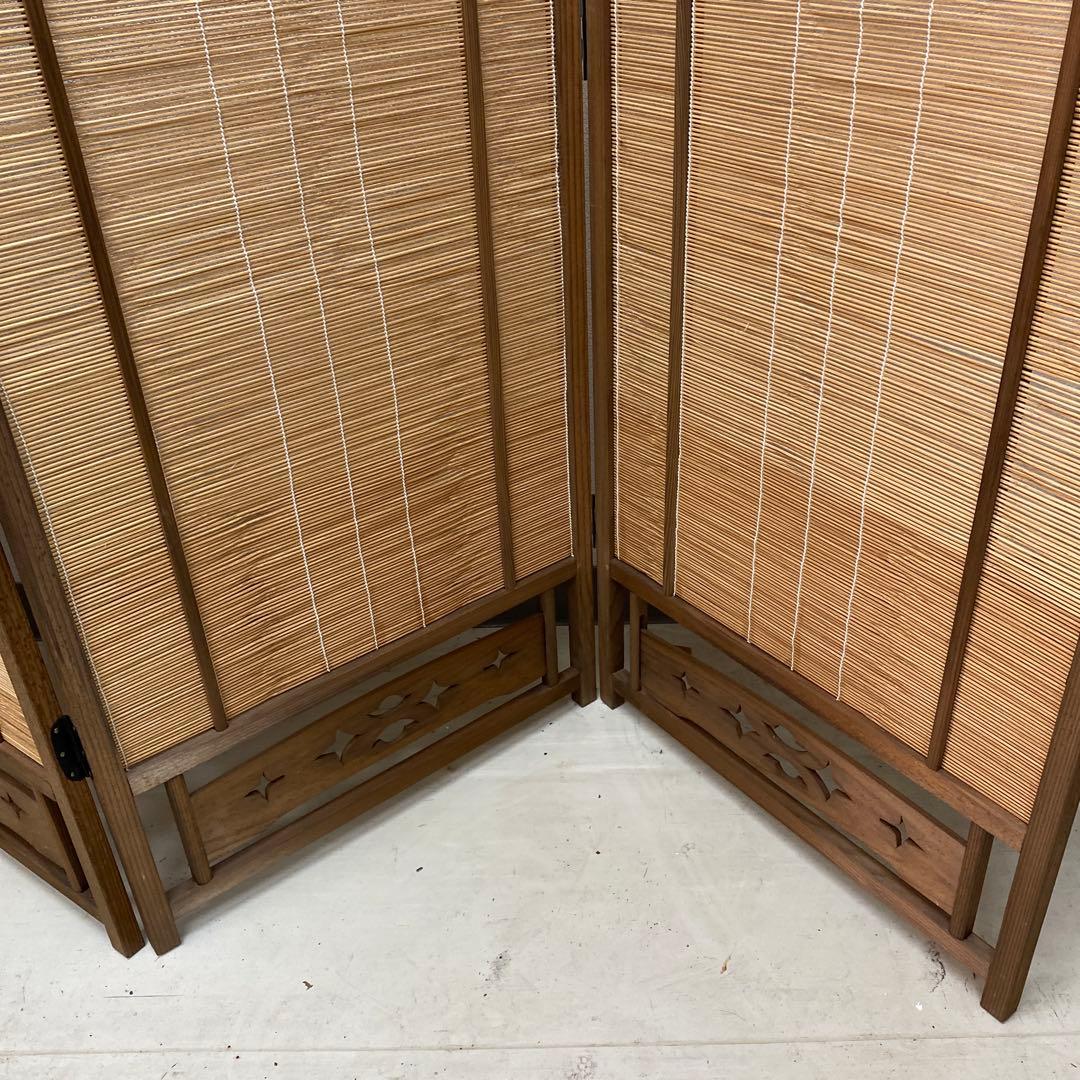 ☆昭和レトロ　和風衝立　間仕切り 簾屏風4連☆