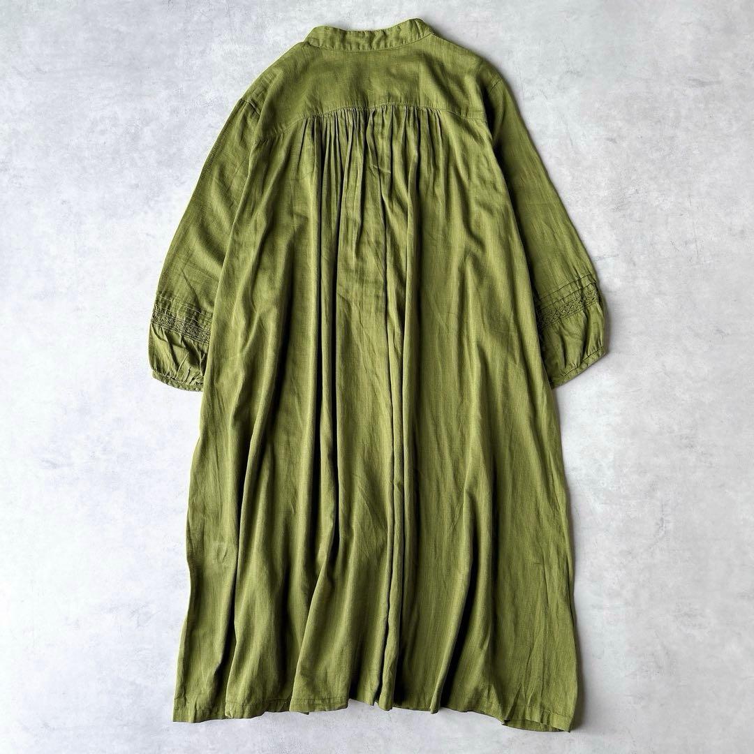 群言堂 根々 石見銀山 綿麻 リネン チュニック　シャツ　スキッパー　グリーン