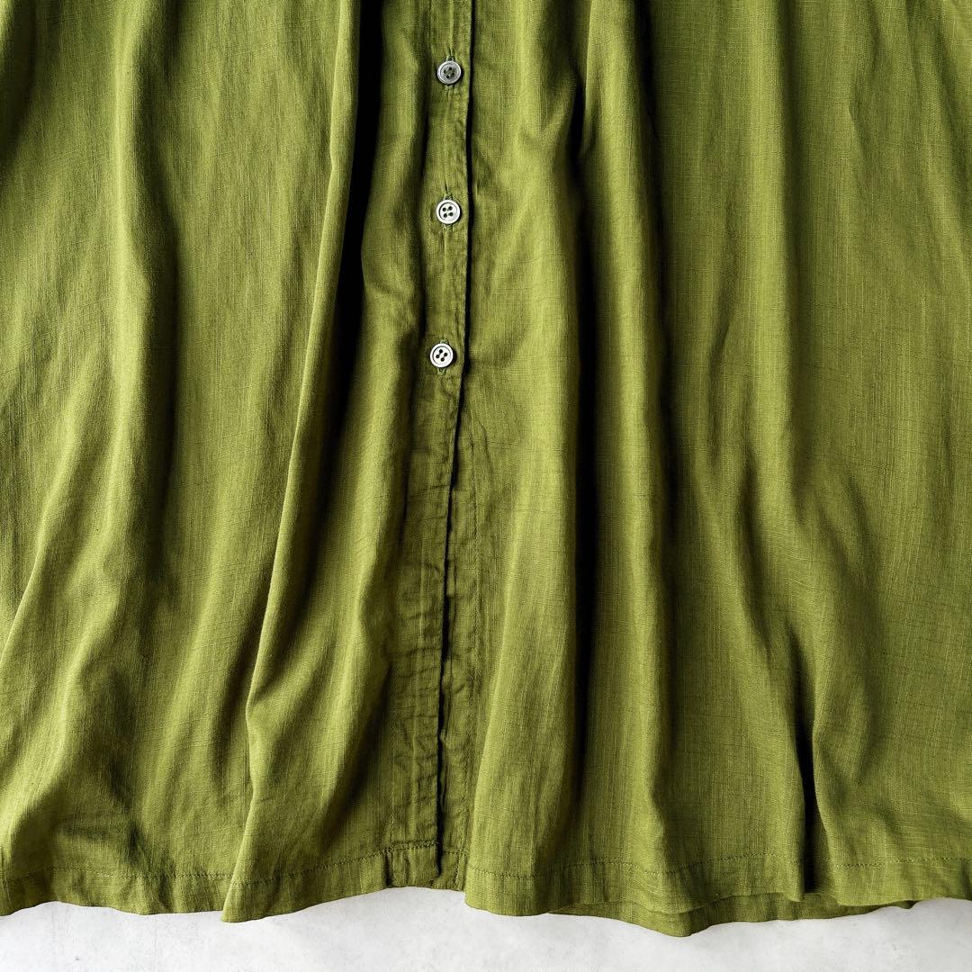 群言堂 根々 石見銀山 綿麻 リネン チュニック　シャツ　スキッパー　グリーン