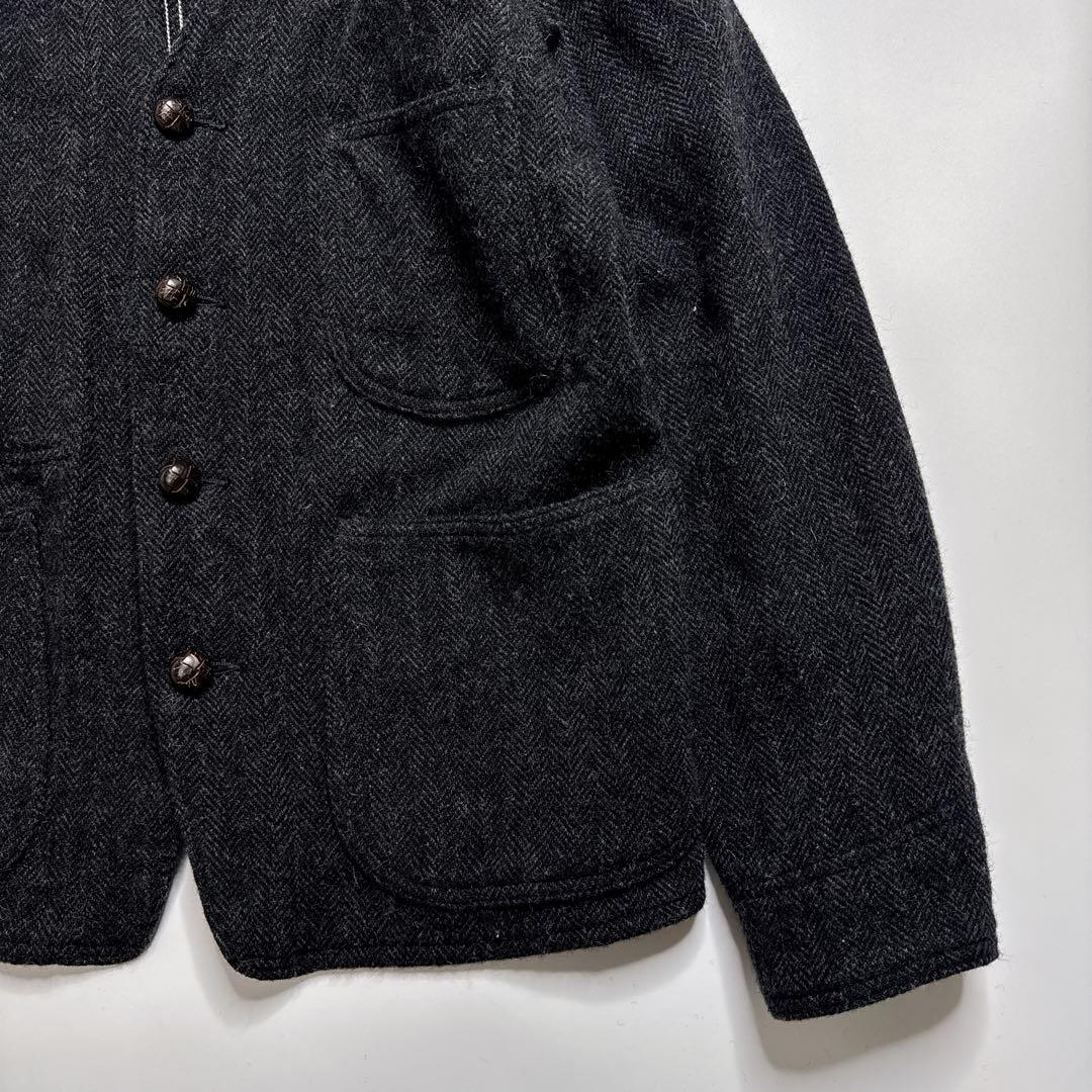 【美品】オアスロウ　ノーカラー　エンジニア　ヘリンボーンツイードジャケット