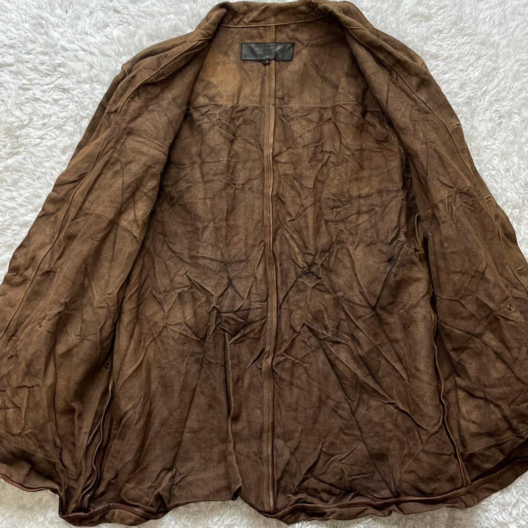 希少✨イサムカタヤマ バックラッシュ 3 レザー　カバーオール 茶　シワ加工