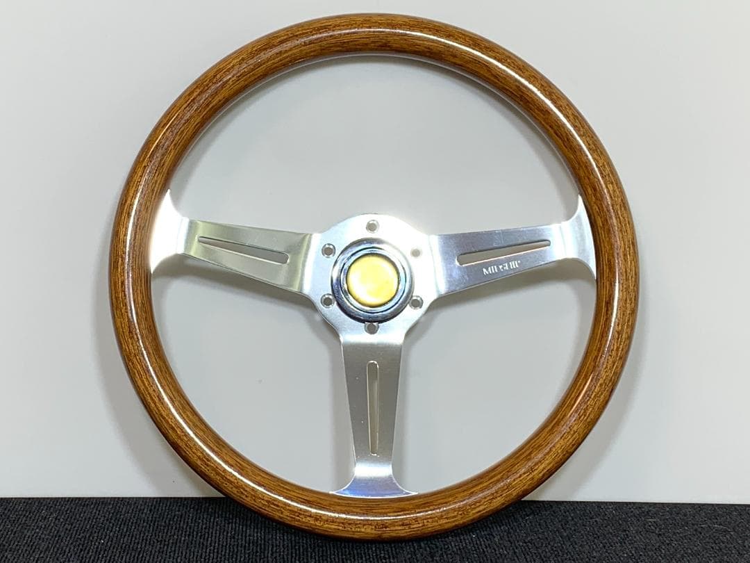 ミッドシップ 製 ウッド ステアリング 35Φ ホーンボタン付 美品 当時物
