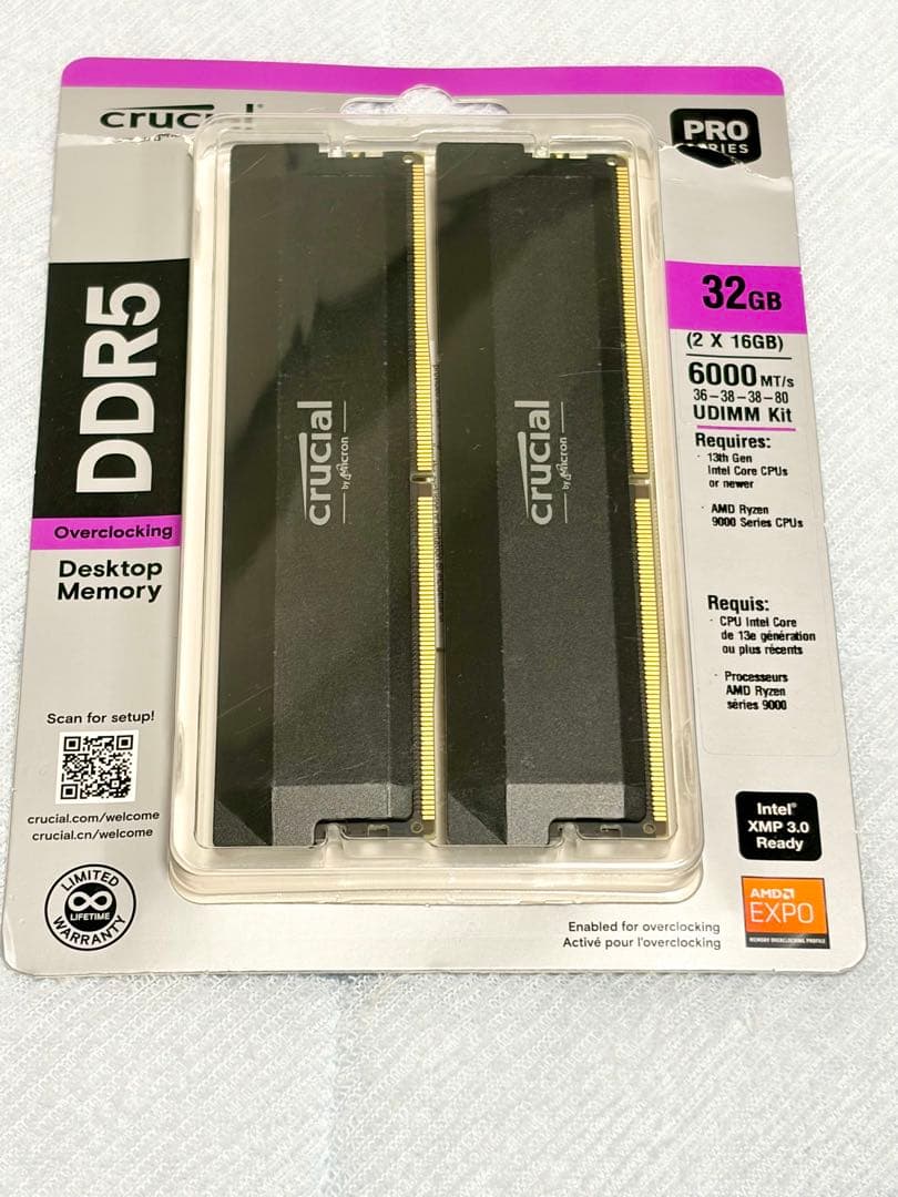 Crucial Pro DDR5 16GB DDR5-6000 2枚