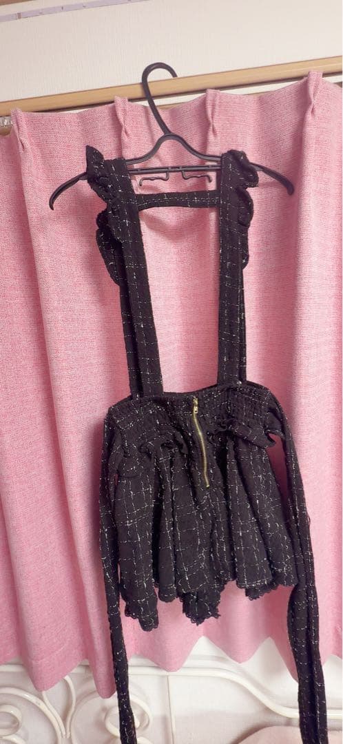 LIZ LISA リズリサツイードサスペンダー付 スカパンブラック