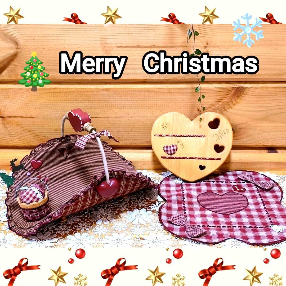 アメリカンカントリー雑貨♥サンタさんからの贈り物★飾り彫りハート❤️バスケット