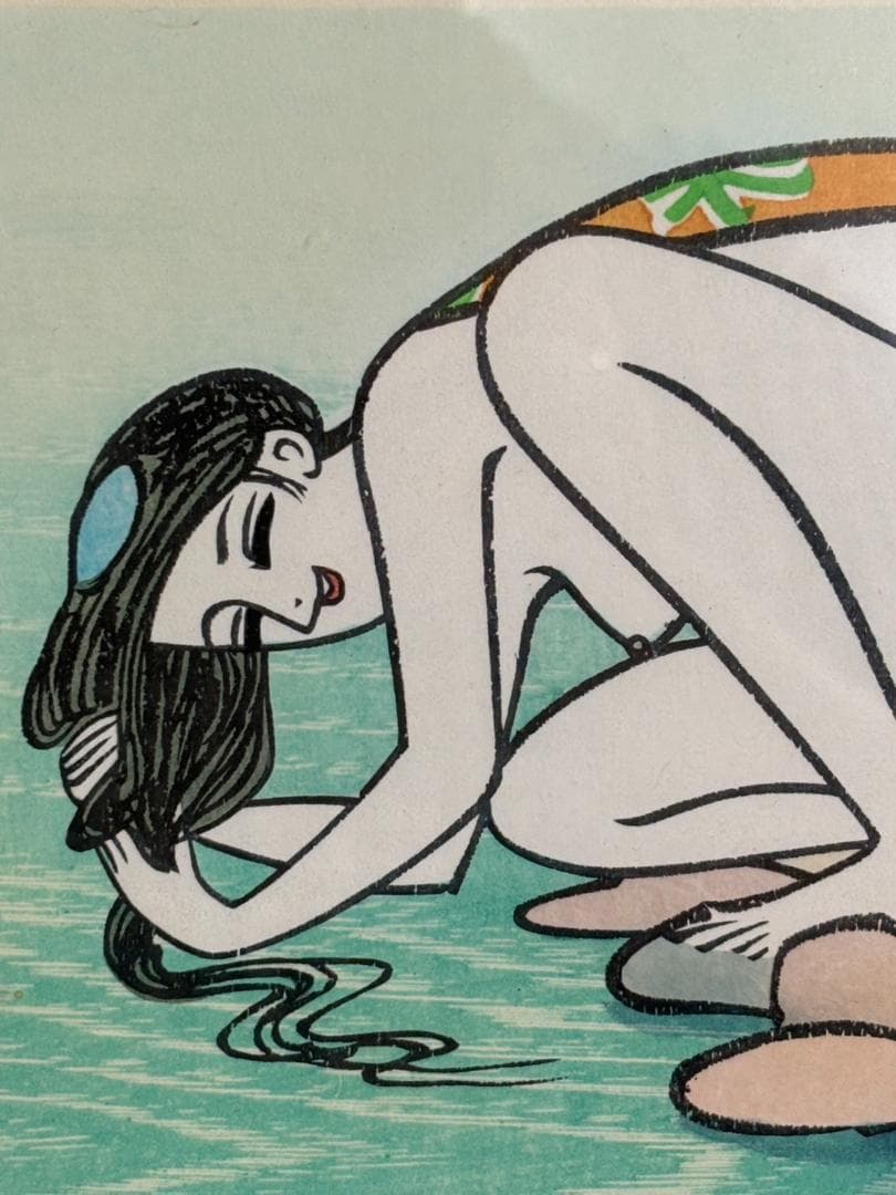 小島功 カッパ 木版画【水ぬるむ】かっぱCM 黄桜