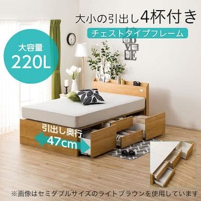 ニトリ ダブルベッドフレーム 収納付き