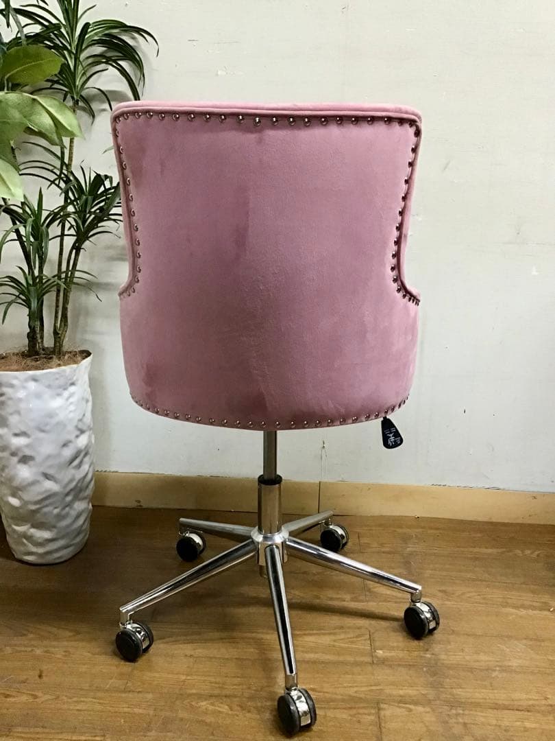 管249☆デスクチェア☆ベルベット☆オフィス回転チェア☆ 昇降チェア☆クロム脚