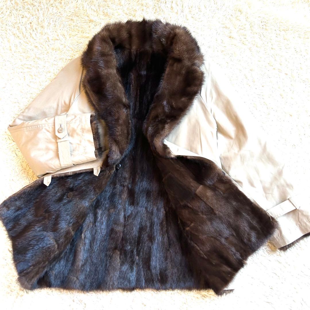 【希少デザインEMBA✨️リバーシブルミンク】 デミバフ コート M 本毛皮 絹