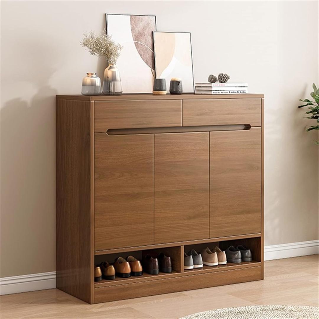 送料無料　シューズラック 靴箱 下駄箱 キャビネット木製 靴ラック