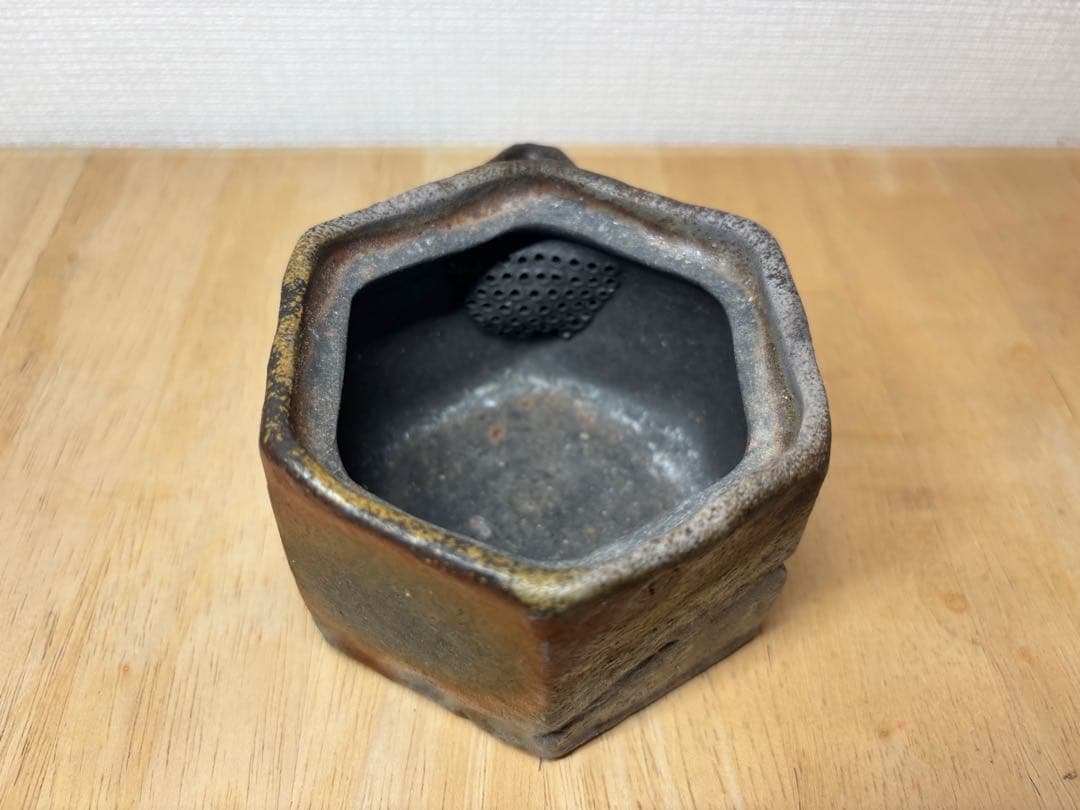 51.備前焼 宝瓶 登り窯 松 まつ マツ 6角 手びねり 急須