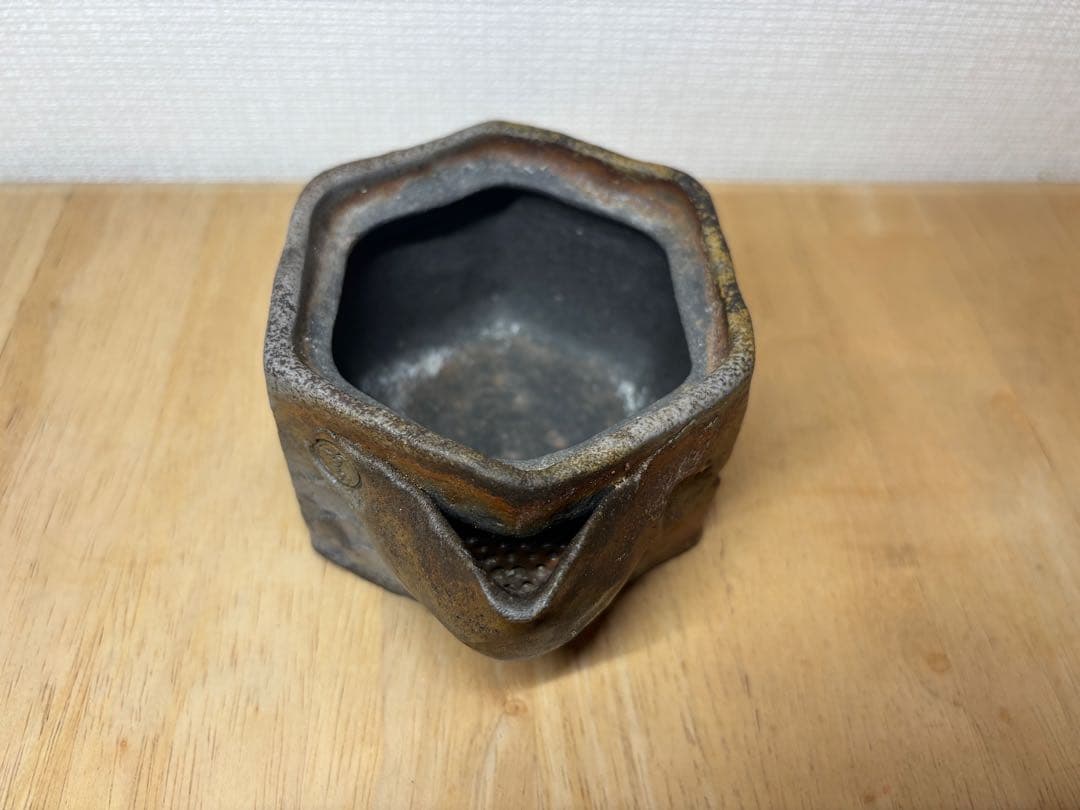 51.備前焼 宝瓶 登り窯 松 まつ マツ 6角 手びねり 急須