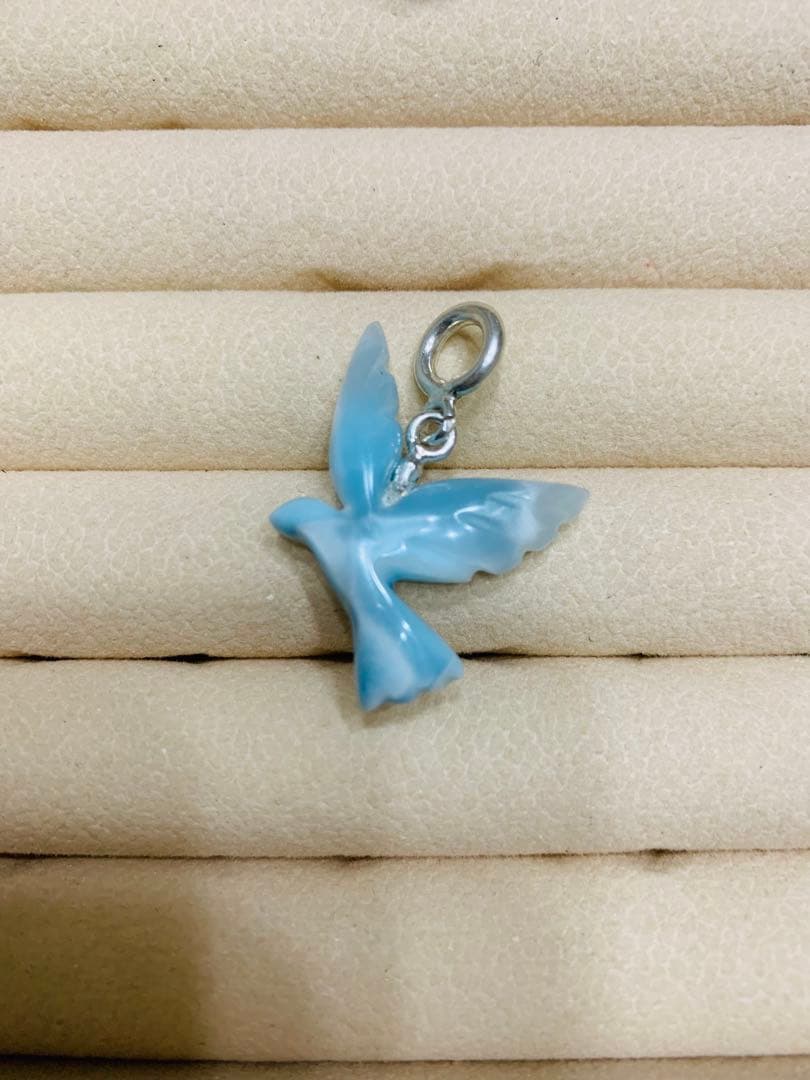 天然石⭐︎ラリマー⭐︎ペクトライト⭐︎鳥⭐︎ペンダントトップ⭐︎ドミニカ産⭐︎シルバー925