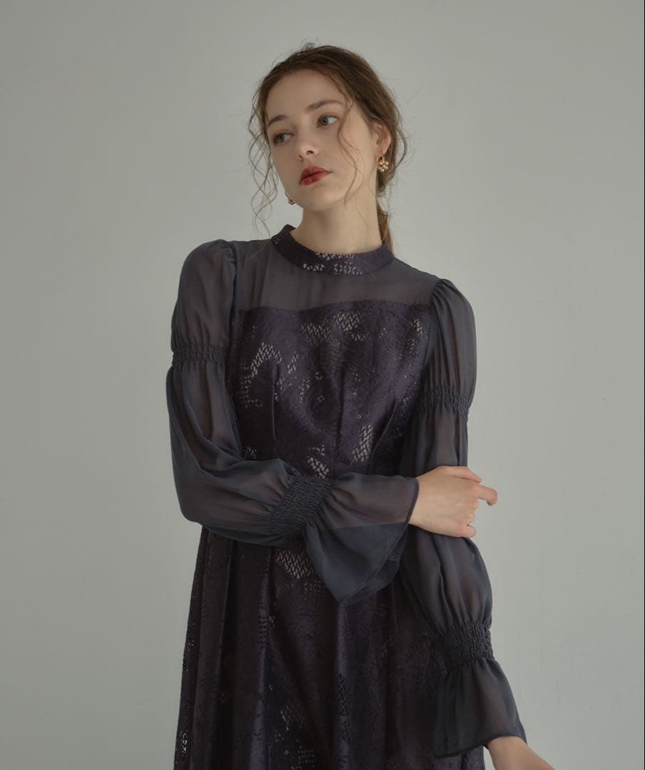 【ANDRESD】アシンメトリータックドレス 結婚式ワンピース