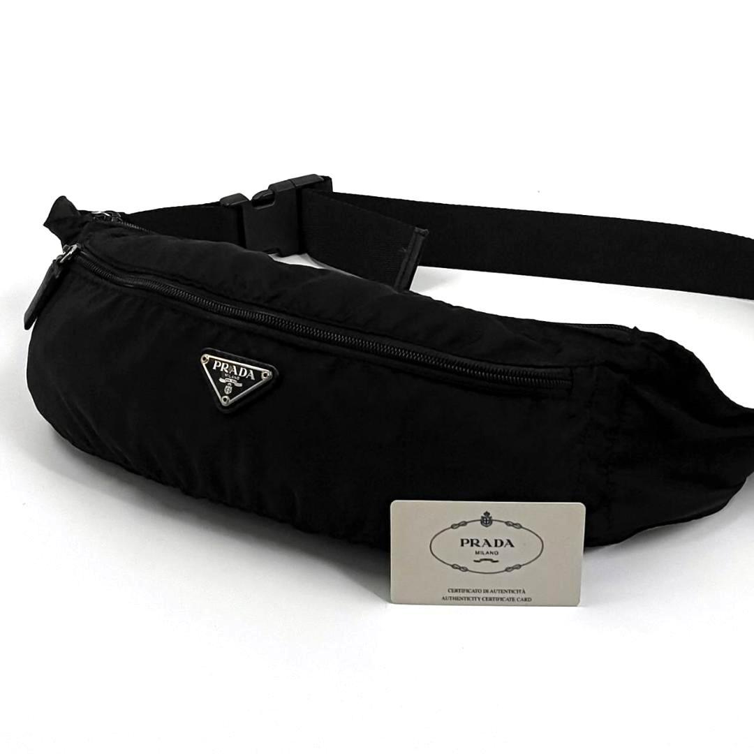 希少✨プラダ ウエストポーチ ボディバッグ ナイロン 三角ロゴ 黒 白タグ