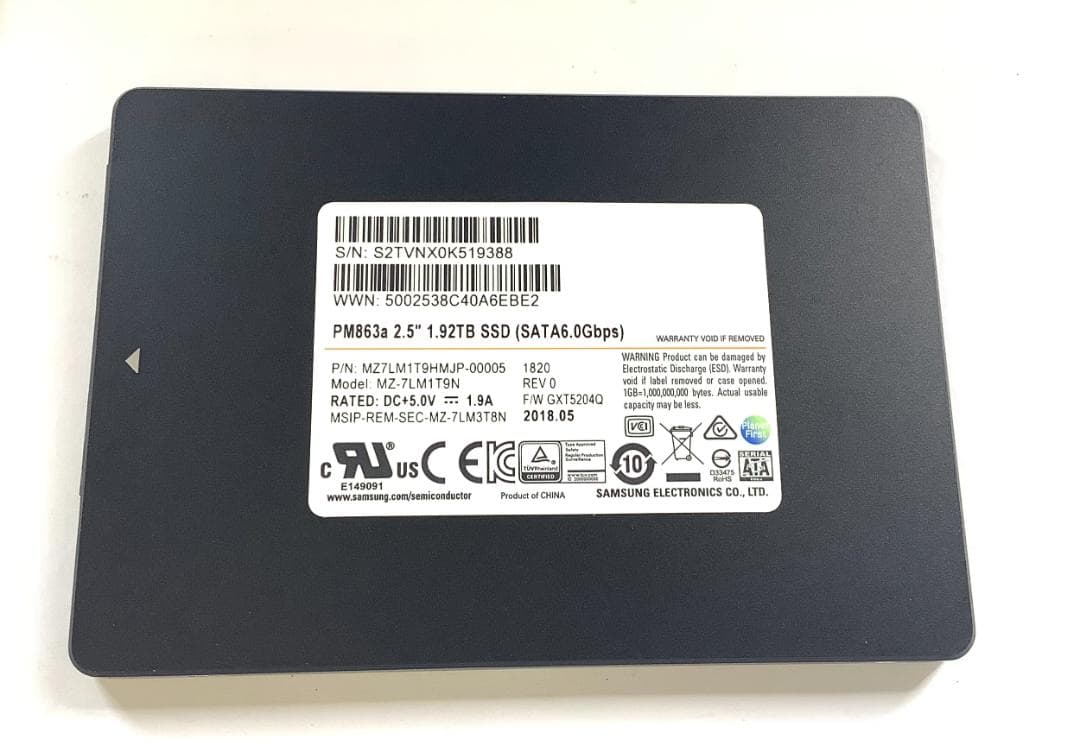 ②-WA223-SAMSUNG SATA 1.92TB SSD 2.5 1点